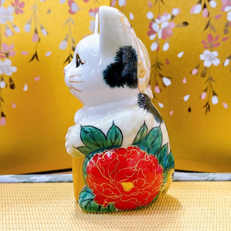 【孔舞迎祥】日本清水燒招財貓 | 色繪 - 孔雀