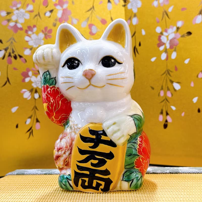 【孔舞迎祥】日本清水燒招財貓 | 色繪 - 孔雀