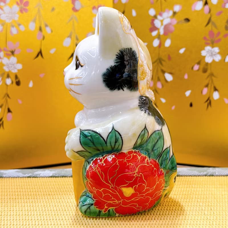 【孔舞迎祥】日本清水燒招財貓 | 色繪 - 孔雀