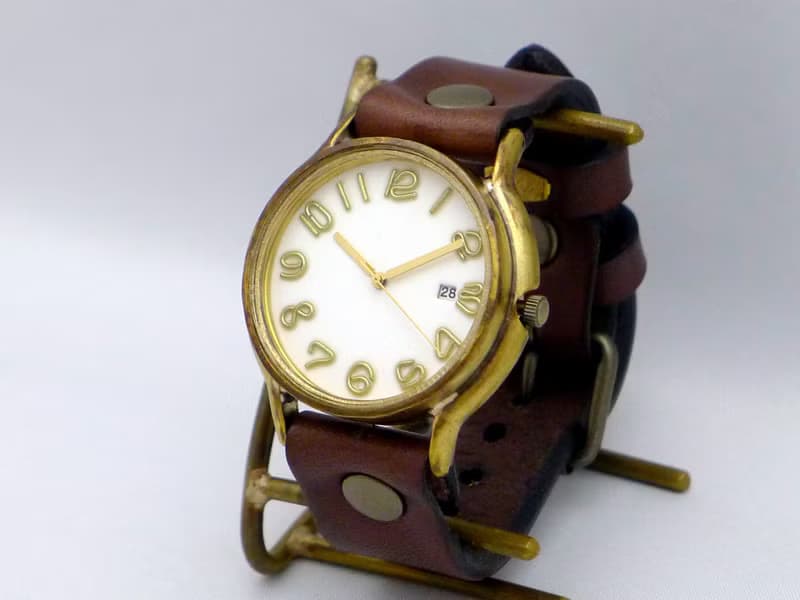 J.B.-DATE  手作り時計 Hand Craft Watch DATE  JUMBO Brass DATE(日付) 白ダイアル (JUM31DATE)