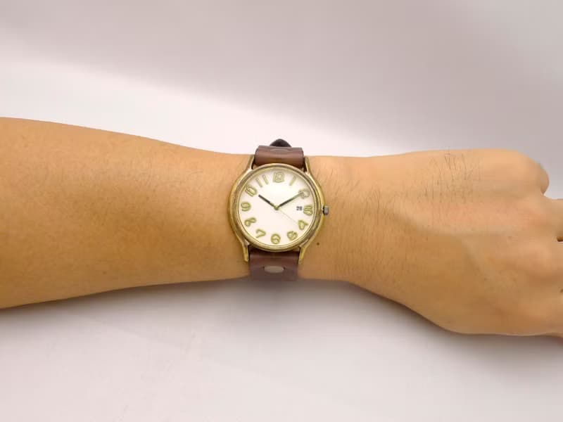 J.B.-DATE  手作り時計 Hand Craft Watch DATE  JUMBO Brass DATE(日付) 白ダイアル (JUM31DATE)