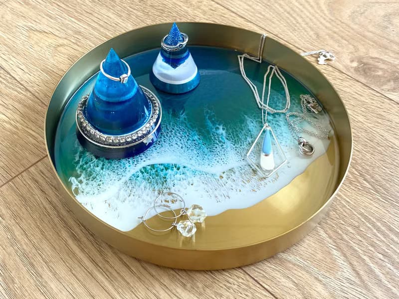 Stainless Steel Display Tray, Aqua Ocean, Wedding Gift, Home Gift