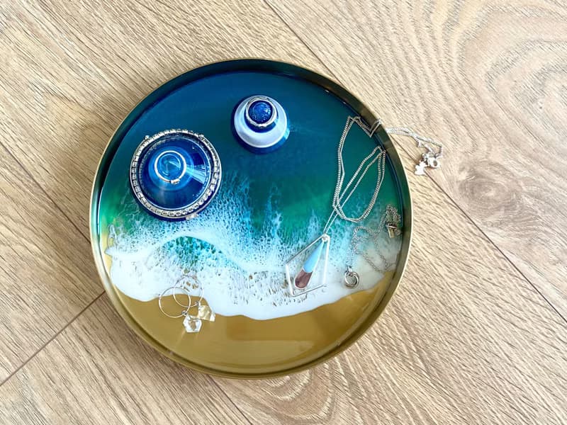 Stainless Steel Display Tray, Aqua Ocean, Wedding Gift, Home Gift