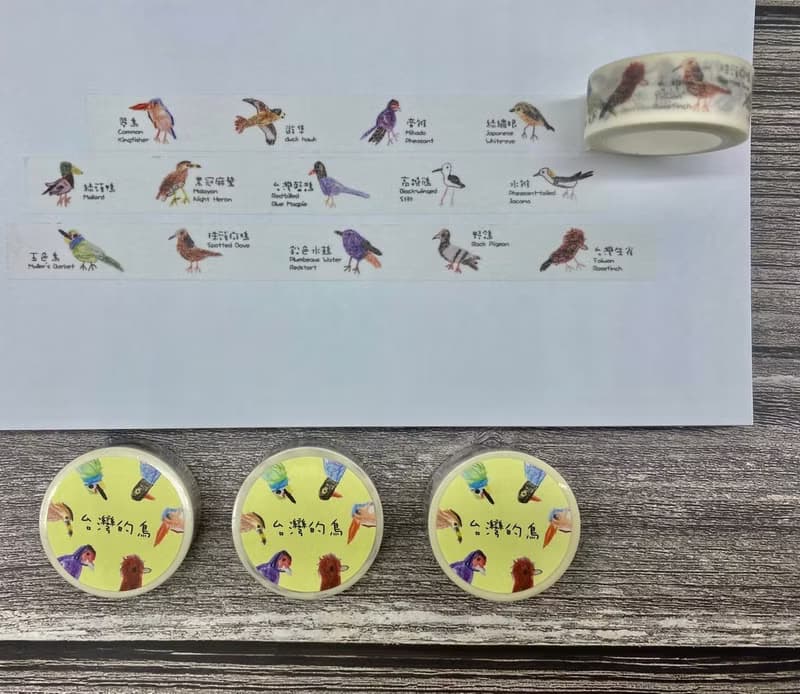童趣插畫 台灣的鳥 筆記本 小方巾 紙膠帶 3件組 買即贈情人節小