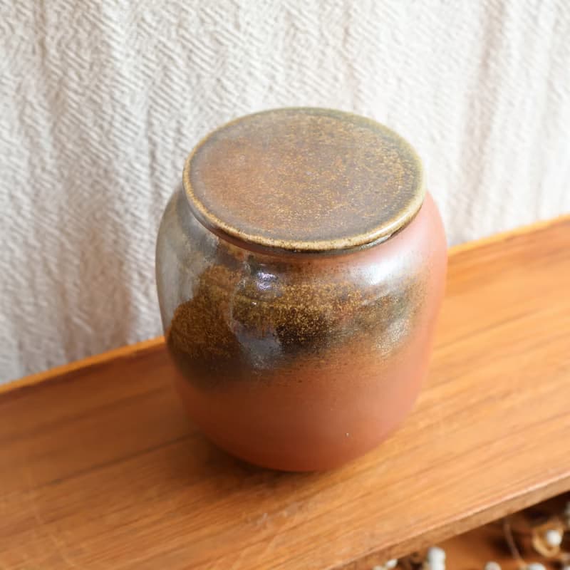 朱泥 柴燒陶茶倉 茶葉罐