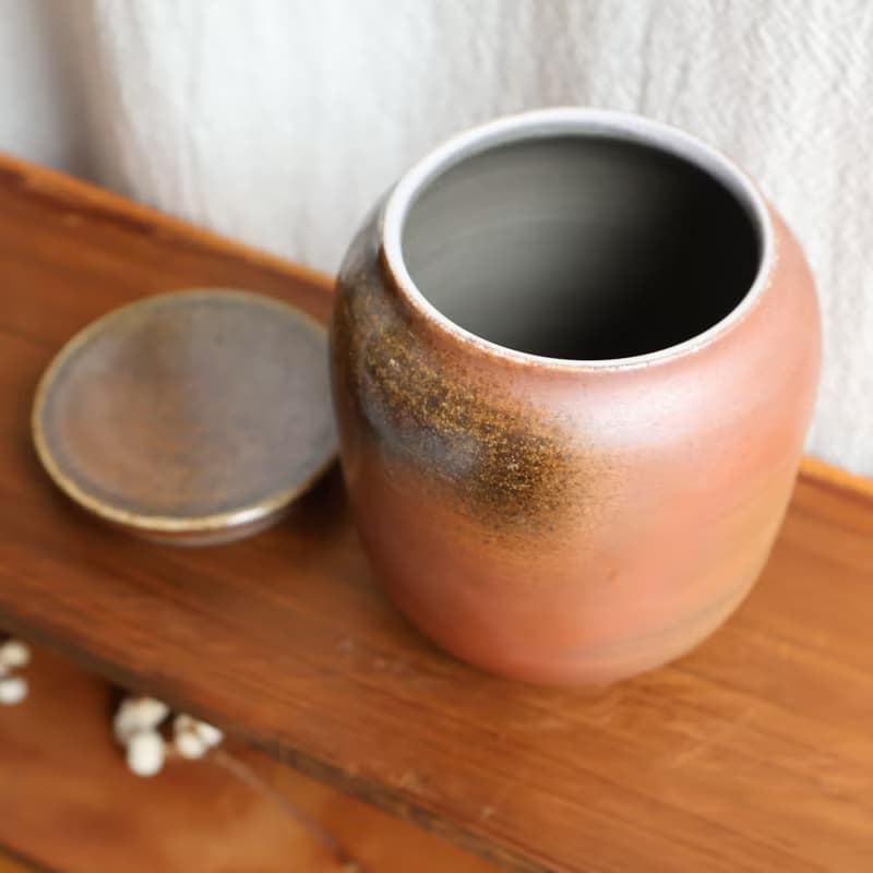 朱泥 柴燒陶茶倉 茶葉罐