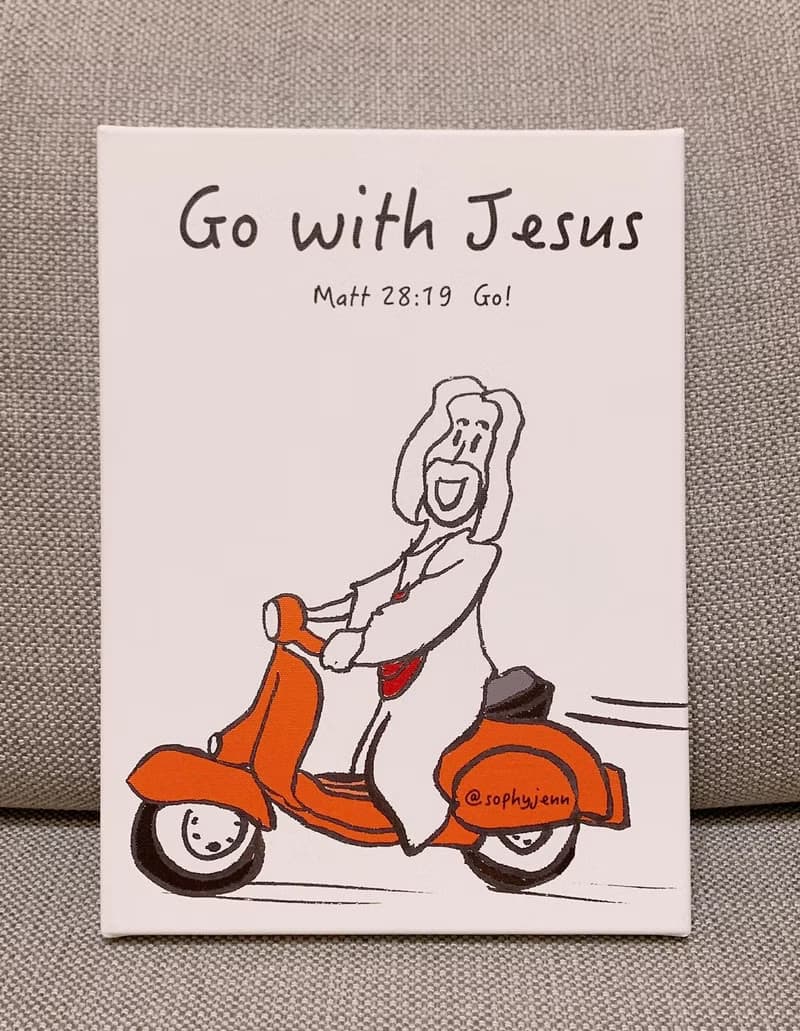 Go with Jesus  跟上耶穌 掛畫 偉士牌 基督教 follow