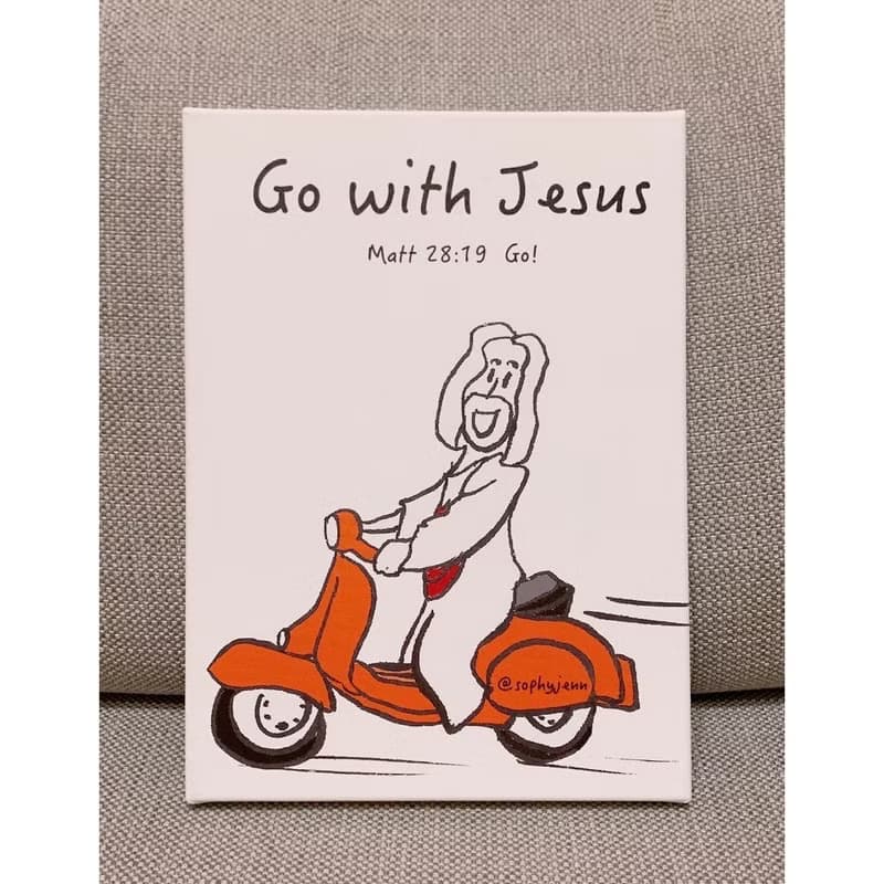 Go with Jesus  跟上耶穌 掛畫 偉士牌 基督教 follow