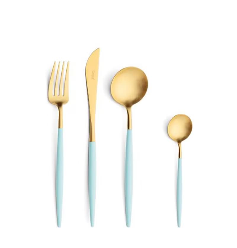 葡萄牙 Cutipol  GOA   蒂芬妮金 主餐四件組(刀叉匙+咖啡匙)