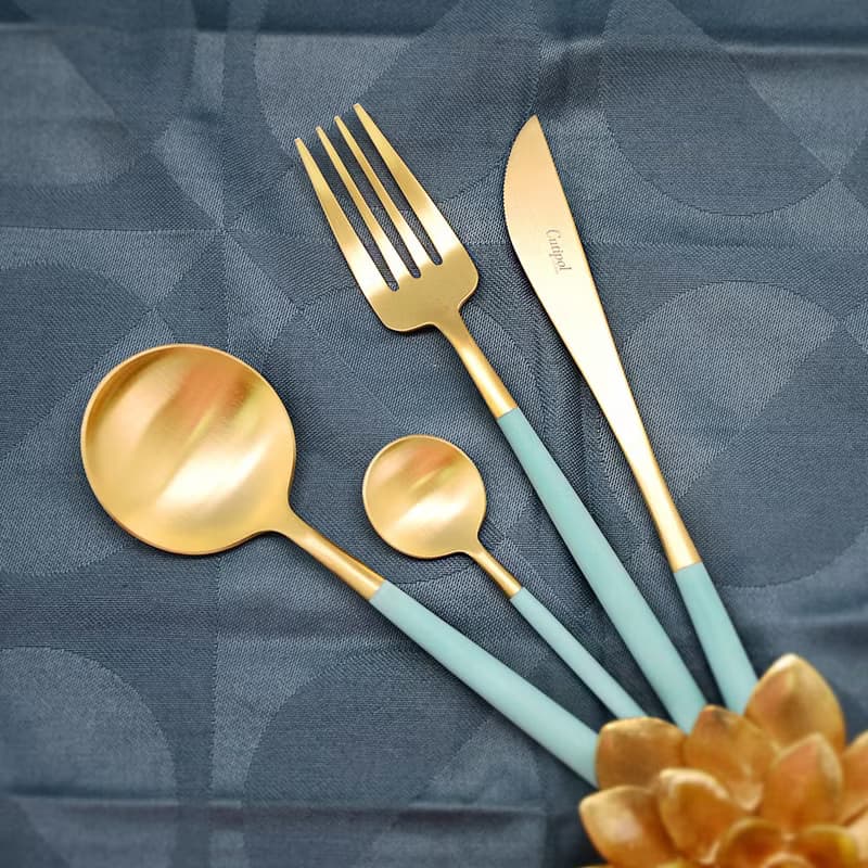 葡萄牙 Cutipol  GOA   蒂芬妮金 主餐四件組(刀叉匙+咖啡匙)