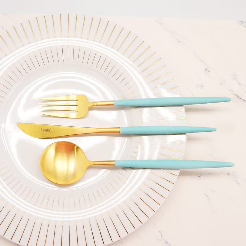 葡萄牙 Cutipol  GOA   蒂芬妮金 主餐四件組(刀叉匙+咖啡匙)