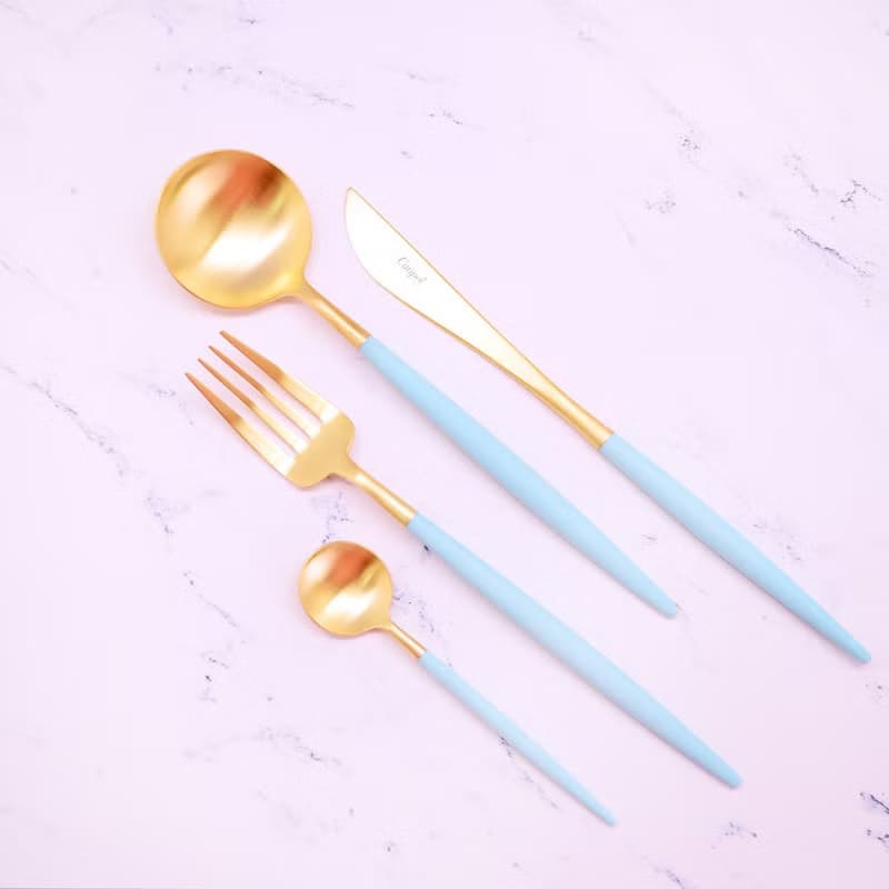 葡萄牙 Cutipol  GOA   蒂芬妮金 主餐四件組(刀叉匙+咖啡匙)