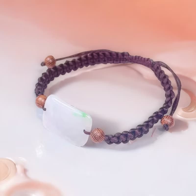 【願‧無事】冰飄綠翡翠無事牌編織手鍊 |天然緬甸玉翡翠A貨|送禮