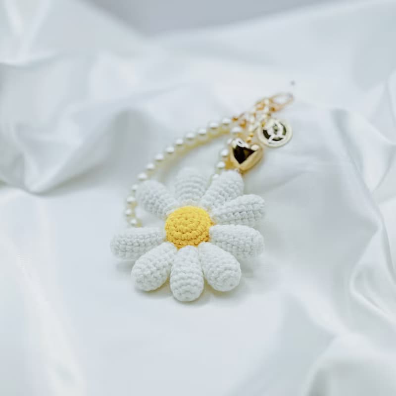 Irene時光女神~織夢系列純白&彩虹雛菊編織吊飾手機掛繩鑰匙圈