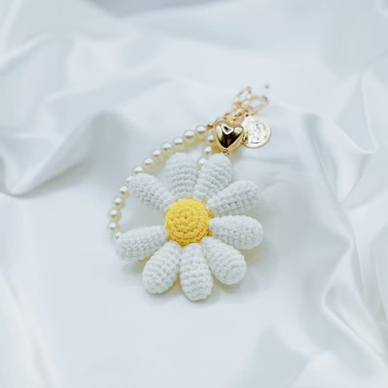 Irene時光女神~織夢系列純白&彩虹雛菊編織吊飾手機掛繩鑰匙圈