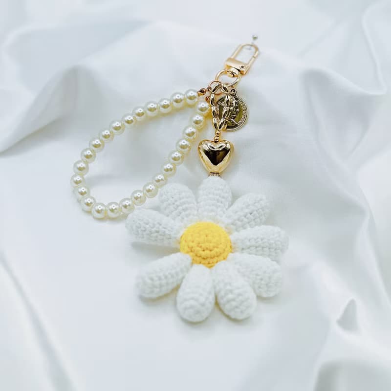 Irene時光女神~織夢系列純白&彩虹雛菊編織吊飾手機掛繩鑰匙圈