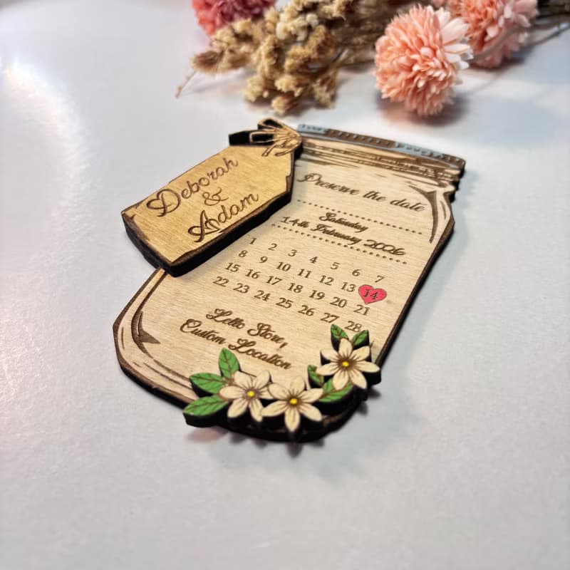 Preserve The Date Wooden Wedding Jar – Customizable Save The Date Keepsake