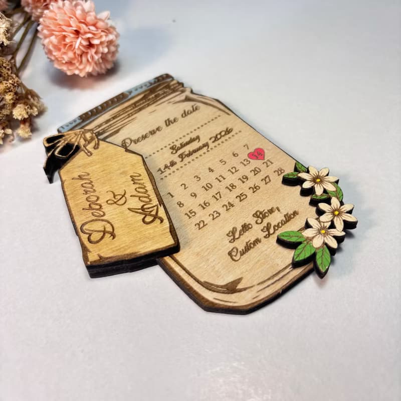 Preserve The Date Wooden Wedding Jar – Customizable Save The Date Keepsake