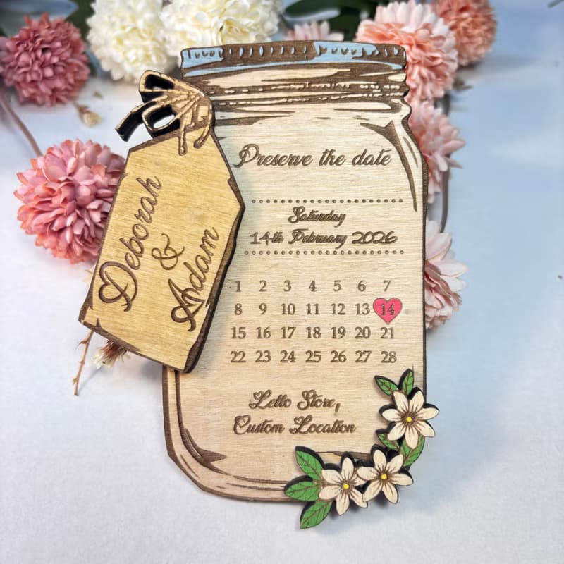 Preserve The Date Wooden Wedding Jar – Customizable Save The Date Keepsake