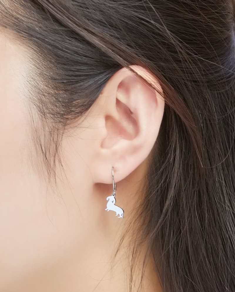 三件套組 狗狗小印章系列- 臘腸狗 -耳環