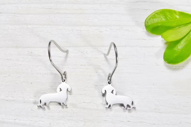 三件套組 狗狗小印章系列- 臘腸狗 -耳環