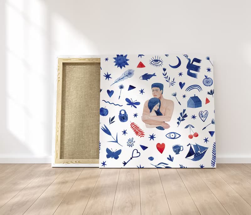 【數位】藍色花朵海報數位 JPEG 可列印牆面畫廊牆面藝術花卉印刷