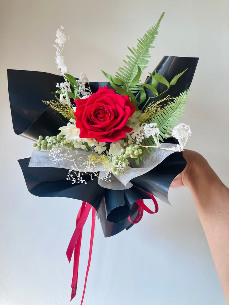 韓系自然風不凋花花束-永生玫瑰花束。情人節七夕生日禮物