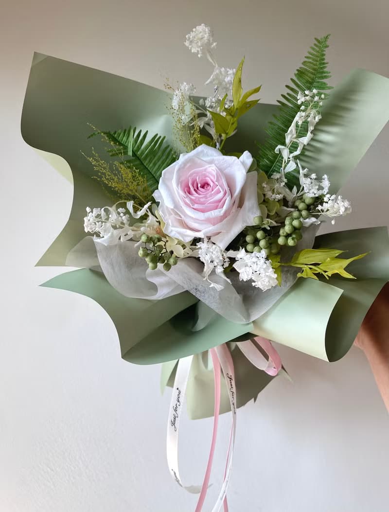 韓系自然風不凋花花束-永生玫瑰花束。情人節七夕生日禮物