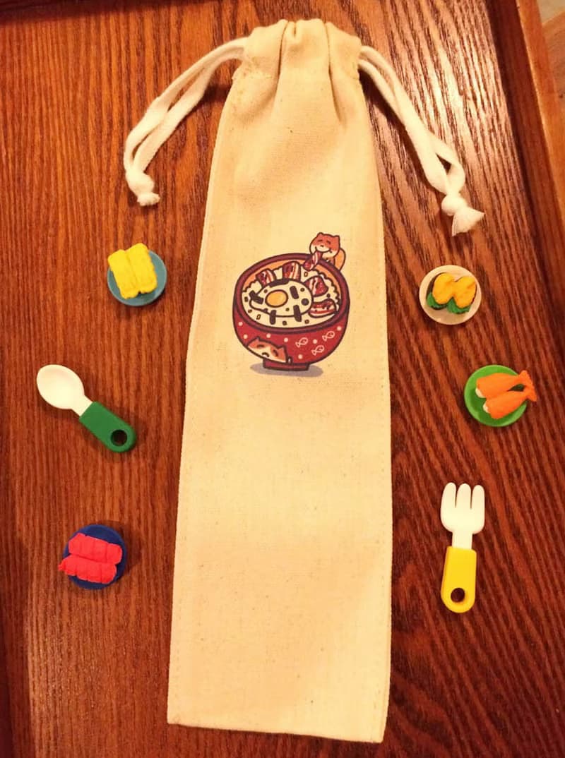 丼飯貓 環保吸管/筷套 (純棉帆布) 手工印製 Straw chopstick