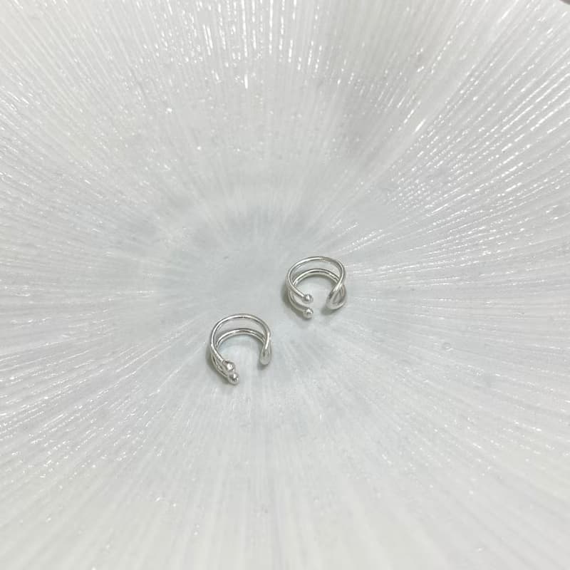 平行線條耳圈 - 簡約基本款 純銀耳夾 耳扣 軟骨夾 耳環