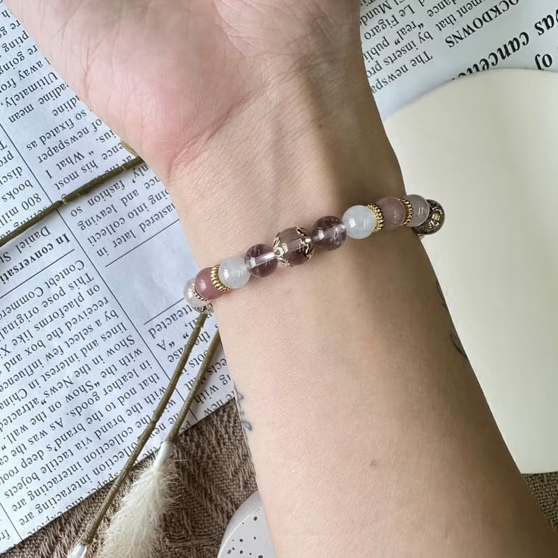 美麗石榴石貔貅彈性手鍊