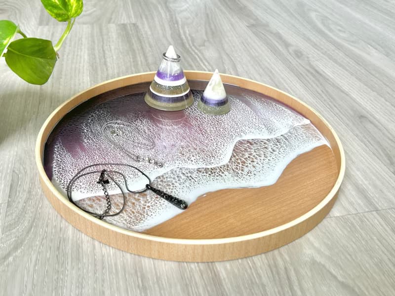 30cm Wood Serving Tray, Deep Purple Ocean, Wedding Gift, Home Gift