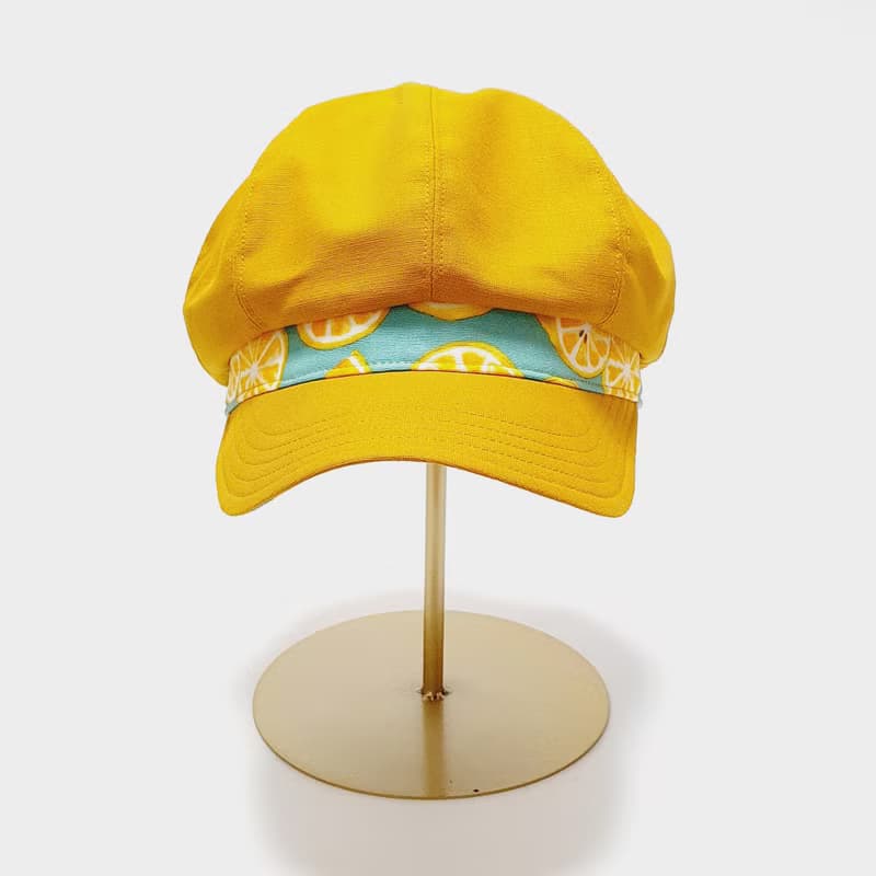 【HiGh MaLi】日系拼布/寬帽沿/報童帽/黃色配檸檬
