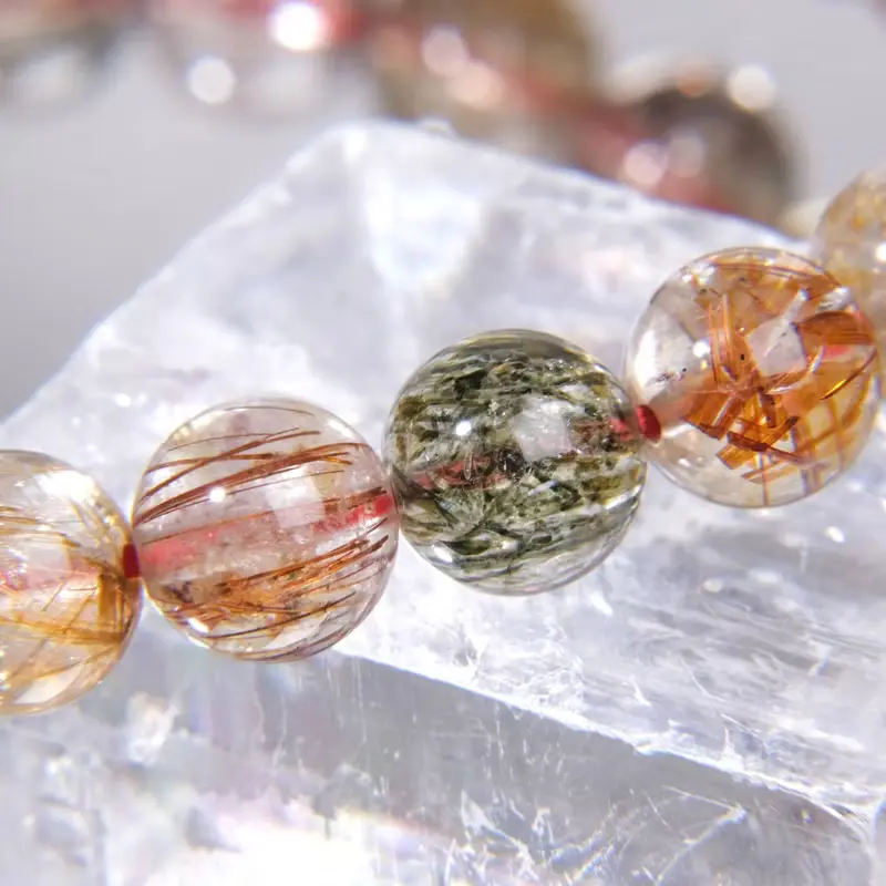 一圖一物│#299 8.5mm 彩髮晶水晶手鍊 高透多礦 開運招財飾品
