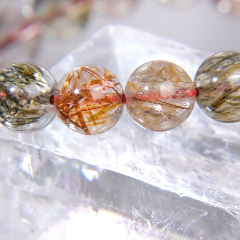 一圖一物│#299 8.5mm 彩髮晶水晶手鍊 高透多礦 開運招財飾品