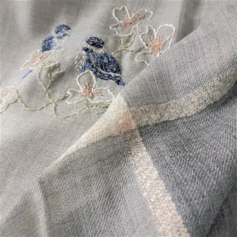 免費手綉字母 手工刺繡小鳥圖案30O纱支超薄全羊絨大