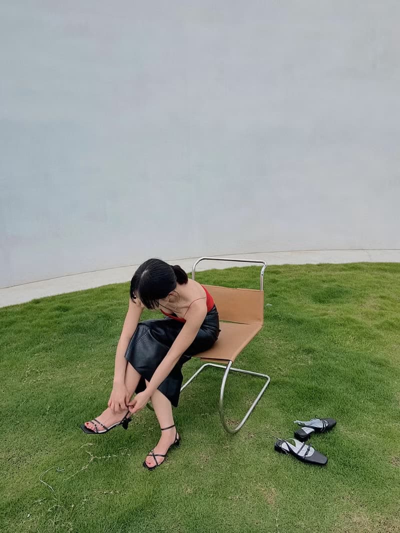 法式優雅 非對稱一字帶方頭涼鞋 手工製