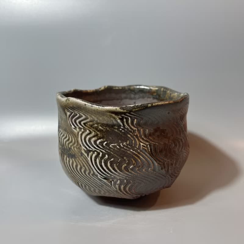 柴燒重落灰水波紋大茶碗 / 水方 / 小平凡手作