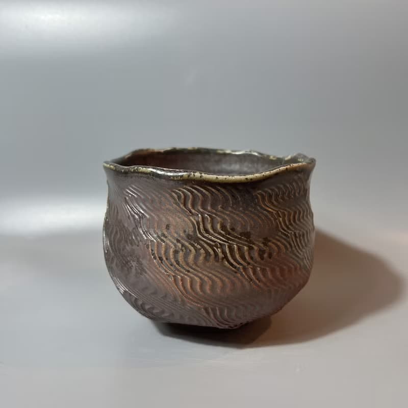 柴燒重落灰水波紋大茶碗 / 水方 / 小平凡手作