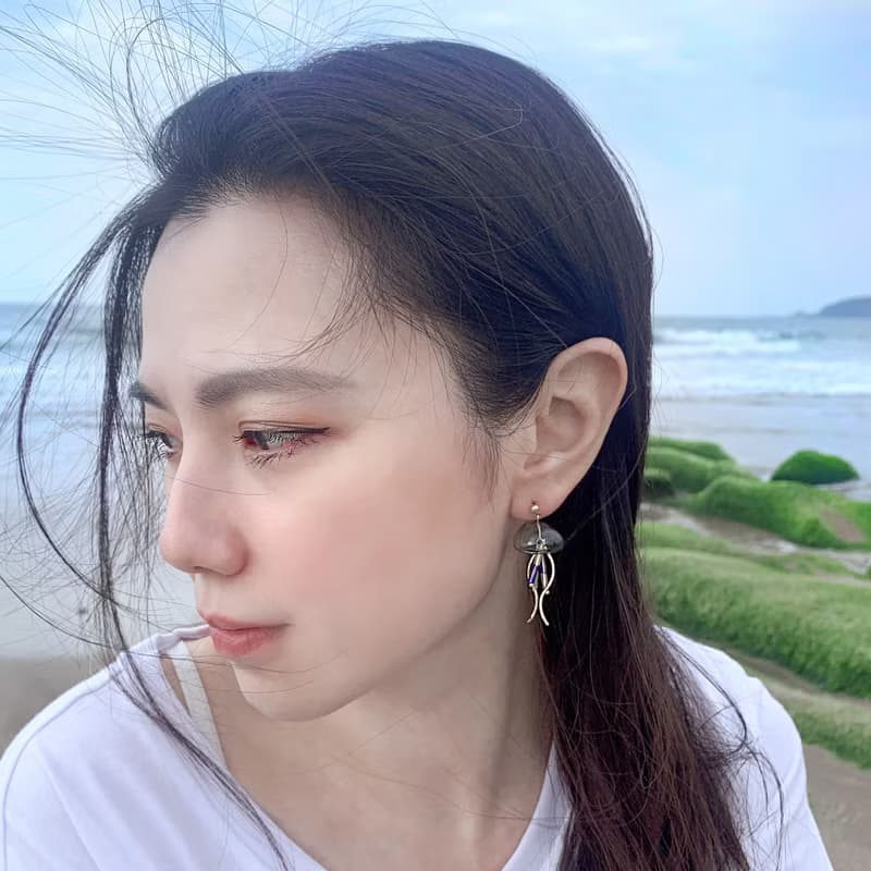 耳環 鸚鵡螺/水母 刺繡 手工 琉璃 珍珠 耳夾 禮物 生日 情人節