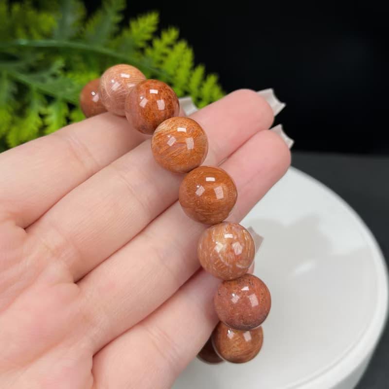精品天然珊瑚玉手串冰潤高瓷玉化橘粉大花鳳尾紋菊花玉單圈女14mm