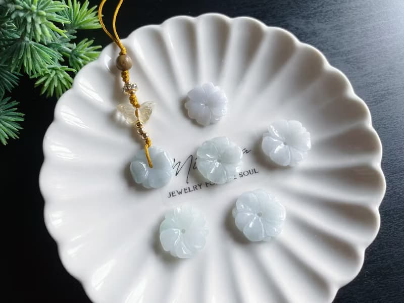天然緬甸玉翡翠 有錢花 幸運 四葉草 手機掛 包掛 禮物 長