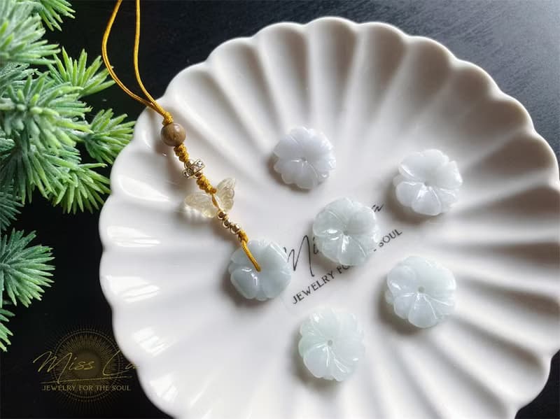 天然緬甸玉翡翠 有錢花 幸運 四葉草 手機掛 包掛 禮物 長