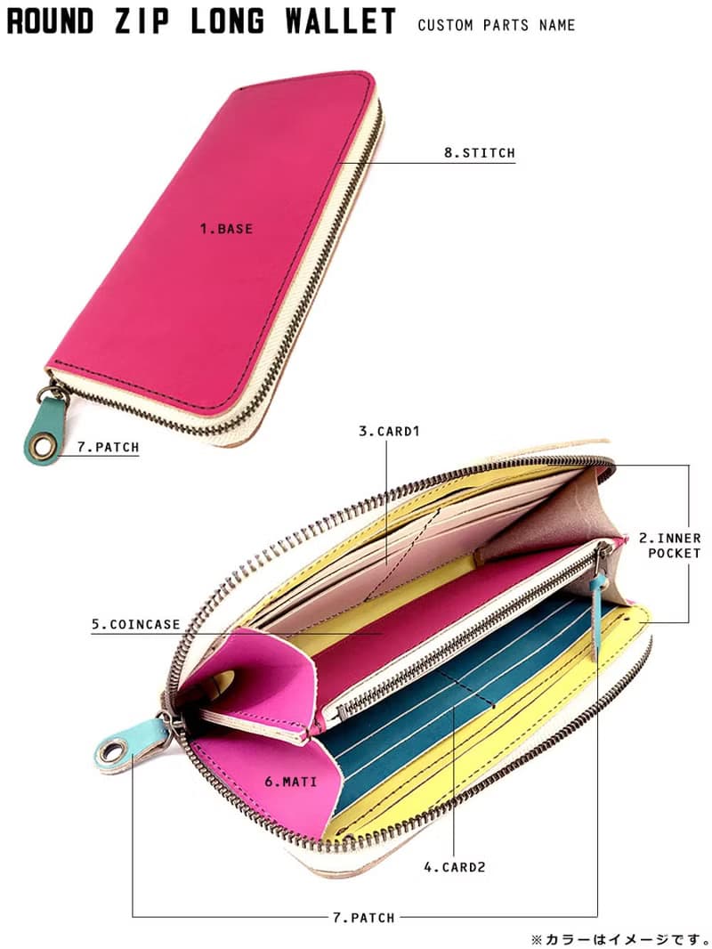 ROUND カスタマイズオーダーメイド　ラウンドジップ長財布　携帯電話もOK　RZW-CUSTOM