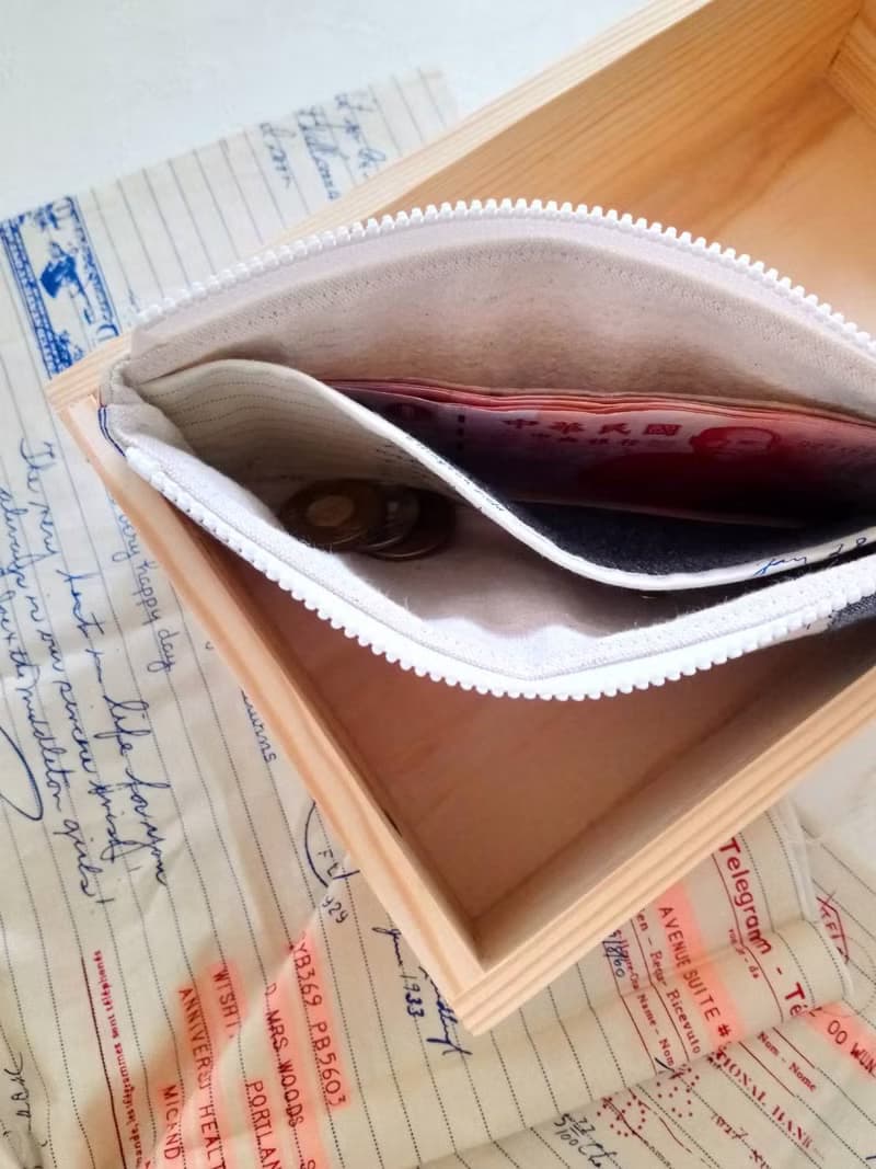 【FAW/萬用長夾(中)】手寫一封信 鐵灰 日本帆布法國銀蔥 有隔層