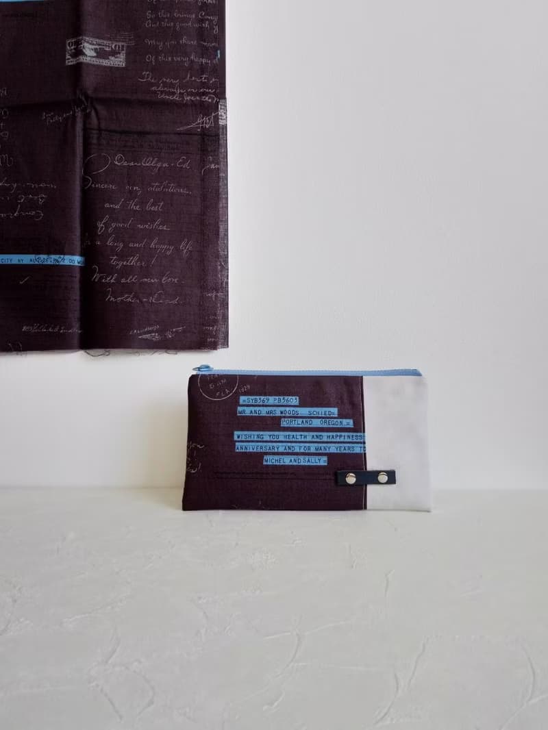 【FAW/萬用長夾(中)】手寫一封信 鐵灰 日本帆布法國銀蔥 有隔層