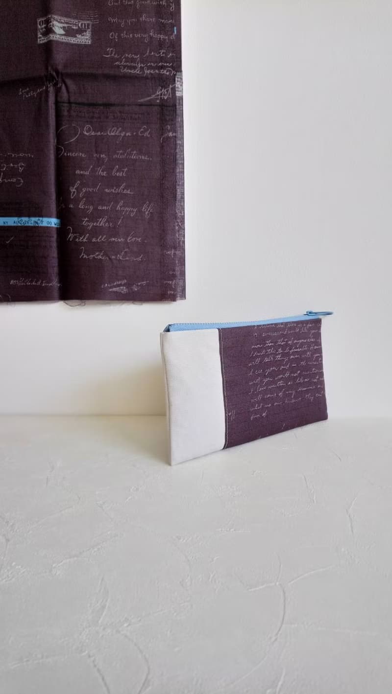 【FAW/萬用長夾(中)】手寫一封信 鐵灰 日本帆布法國銀蔥 有隔層