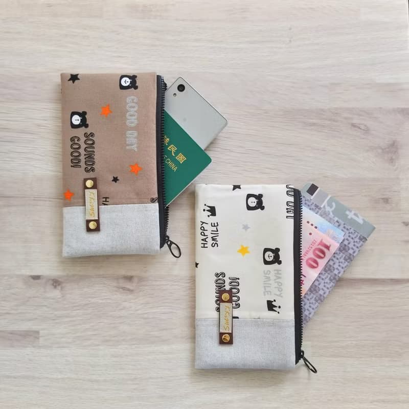 【FAW/萬用長夾(中)】手寫一封信 鐵灰 日本帆布法國銀蔥 有隔層