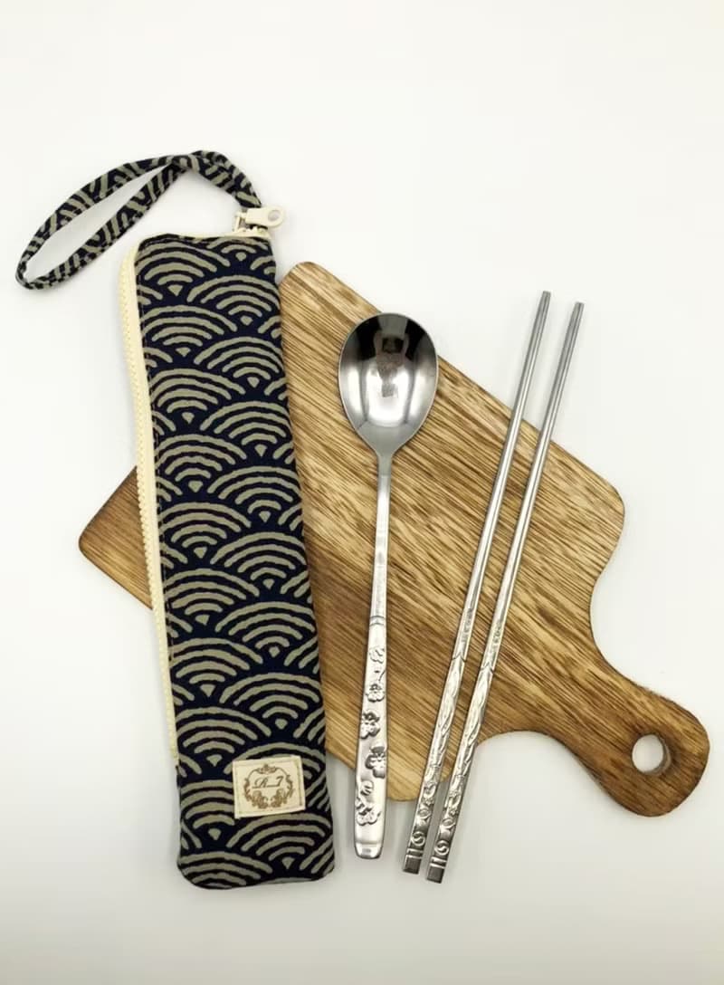 拉鍊餐具袋(不含餐具)/內部防微潑水材質/交換禮物首選