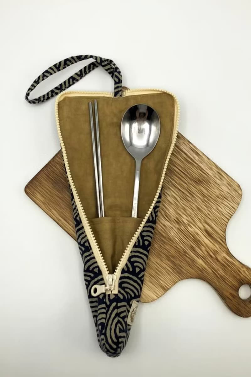 拉鍊餐具袋(不含餐具)/內部防微潑水材質/交換禮物首選